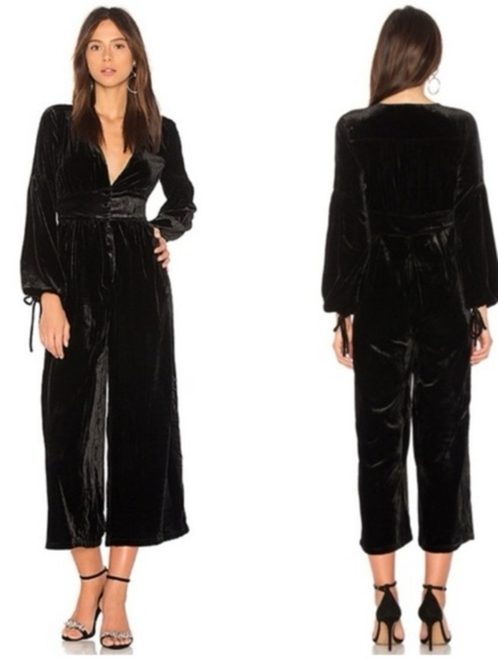 Free People Black True Lovin Velvet Jumpsuit Sz: S